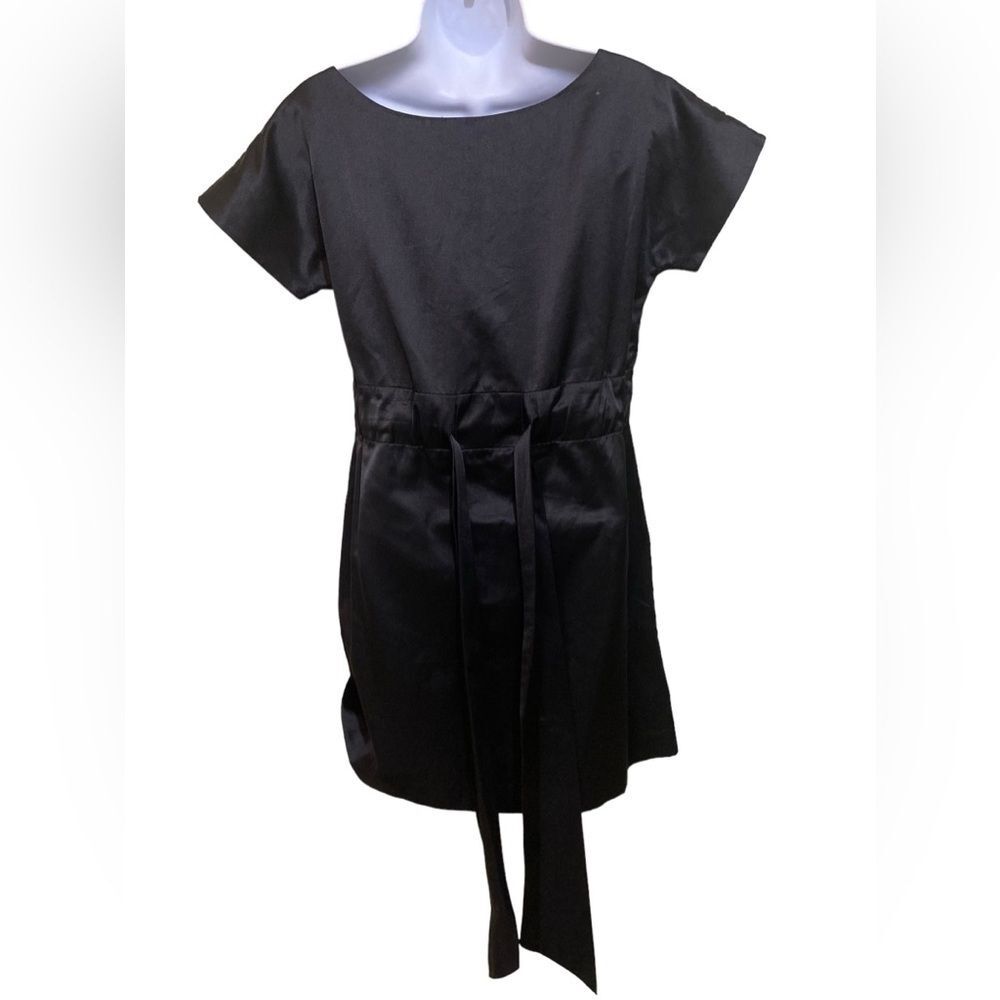 Kate Spade Black Satin Tie Back Mini Dress Cap Sleeve Silk Lined Elegant Minimal - Picture 8 of 16